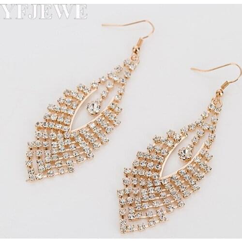 YFJEWE New Style Statement Luxurious Big Dangle Micro Paved CZ Crystal Flower Drop Earrings for Women Bridal Wedding Brincos