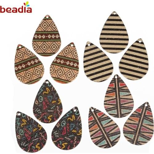 Bohemian Style Water Drop Iron Printed Iron Tribal Ethnic Charm Pendant for Earring Necklace Jewelry Findings Making 4pcs/lot