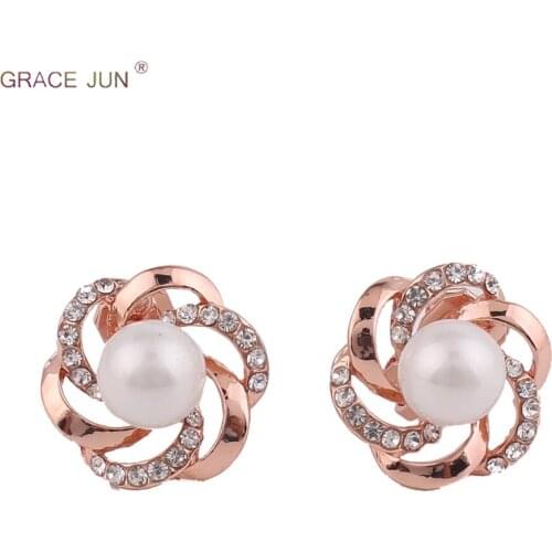 GRACE JUN Luxury Fashion Clip on Earrings for Women Party Wedding Elegant Jewelry No Pierced Earrings Factory Direct Wholesale