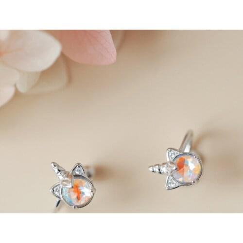 Luckydays Clip Earrings Colorful Unicorn For Women Zircon Crystal No Pierced Simple Fashion Korean Punk Student Lady Jewelry
