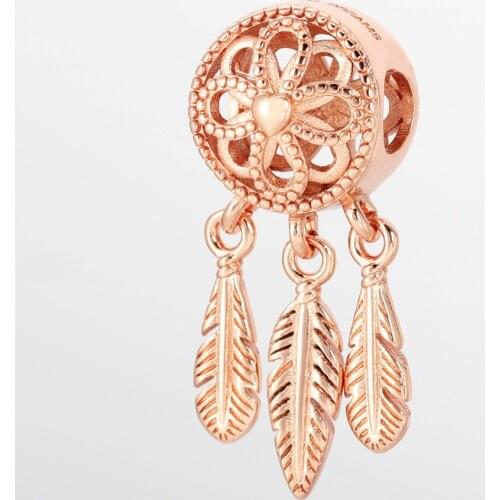 Free Shipping Authentic 925 Sterling Silver Rose Spiritual Dream Catcher Charm Fit Original Bracelets For Women DIY Jewelry Bead