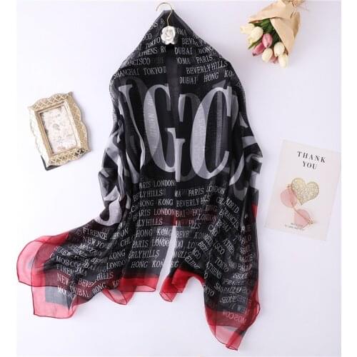 Women Scarf Letter 2020 Fashion Floral Print Silk Scarves Summer Sunscreen Lady Shawls And Wraps Female Bandana Pashmina Hijabs
