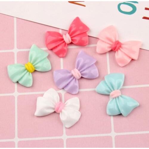 10pcs/lot Kawaii bow Flatback Resin Cabochon Craft For DIY phone case Hair Bow Decoration Supplies Scrapbooking