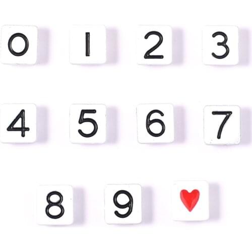 10pcs/Pack 2021 Number Beads Enamel Tile Bead Square Metal Seed Beads for Bracelet Jewelry Making DIY Charms Japanese Beads