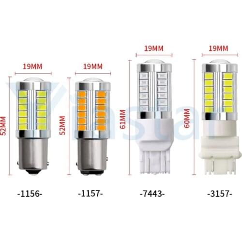 100Pcs 1156 1157 7440 7443 P21W BA15S 33 SMD 5630 5730 LED Car Backup Reserve Light Motor Brake Bulb Daytime Running Lights Red