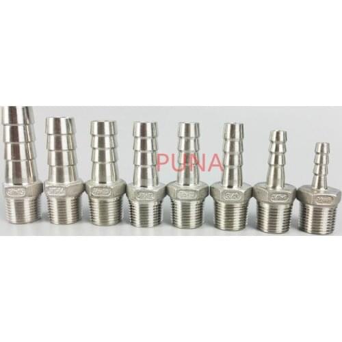 15mm x 1/2'' BSP Male Thread 304 Stainless Steel Pipe Fitting x Barb Hose Tail Reducer Pagoda Joint Coupling Connector