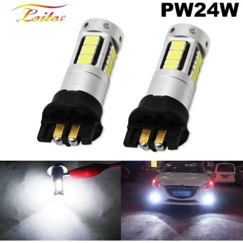 2PCS Xenon White PW24W PWY24W LED Bulbs For Audi BMW Volkswagen Turn Signal Lights or Daytime Running Lights White/Amber