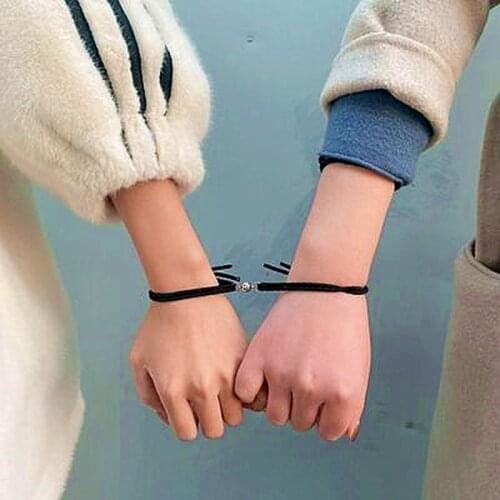 2Pcs/lot Couple Minimalist Lovers Matching Friendship Bracelet Rope Braided Magnetic Distance Bracelet Kit Lover Jewelry