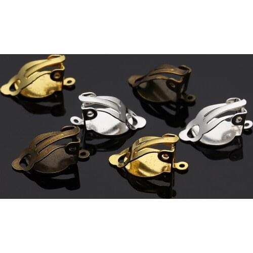 30pcs Antique Bronze Gold Silver Color NO Piercing Earrings Clips 10x18mm Blank Base Settings Craft DIY Jewelry Making