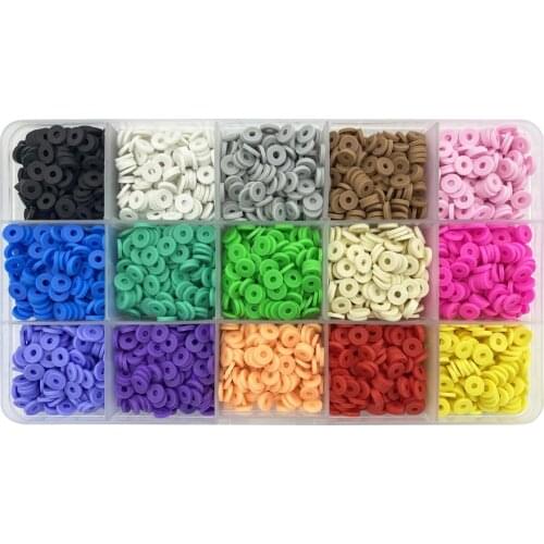 3500pcs/15 Colors 6mm Polymer Clay Beads Disc Round Heishi Beads Chip Disk Loose Spacer for DIY Jewelry Making Bracelets Necklac