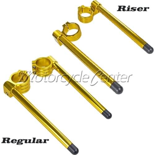 43mm Clip Ons Riser Regular Clip-on Fork Tube Racing CNC Handlebars For Yamaha YZFR6 YZF 600 R6 FZR1000 FZR750RR OWO1 Gold