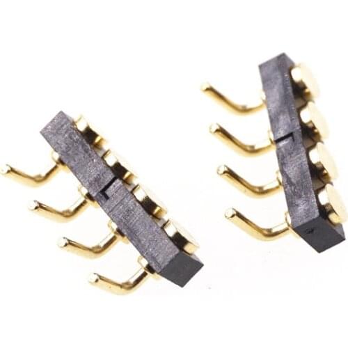 5pcs Pogo Pin Contact Pad 4 Pin 2.54 mm Pitch 4 Position 3.5 mm Height PCB Right Angle Female Contact Pad Through Holes 2A 36V