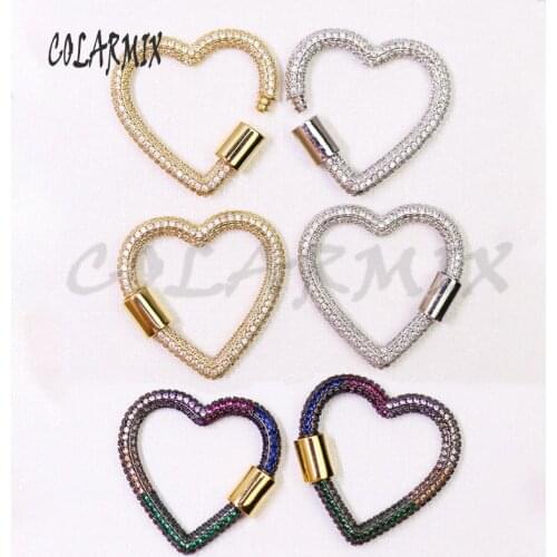 5pcs Fashion Heart zircon pendants for necklace mix color Luxury jewelry accessories charm accessories for jewelry making 50936