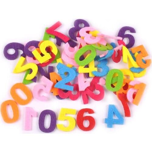 50Pcs Multicolor Random Mixed Digital “0-9” Felt Patch Clothing DIY Clothes Sewing Applique Scrapbooking Craft Sticker 28x22.5mm