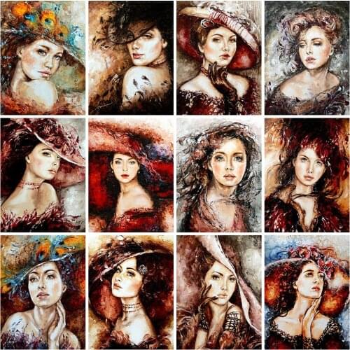 HUACAN 5d Diamond Painting Portrait DIY Diamond Embroidery Cross Stitch Woman Mosaic Landy Handicraft Wall Art Decor For Home