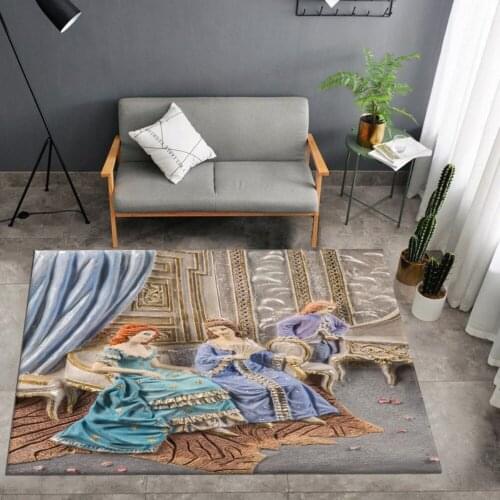 British Royal Oil Painting Carpet Artistic Colorful Characters Mats For Bedroom Rug Outdoor Carpet 3D Print Play Crawl Floor Mat