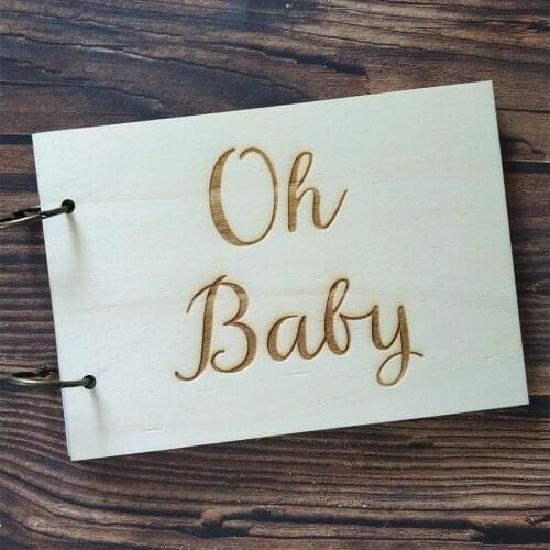 Oh Baby Script Baby Shower Wooden Guest Book Rustic Guestbooks Wood Scrapbook Memory Book Album Gift