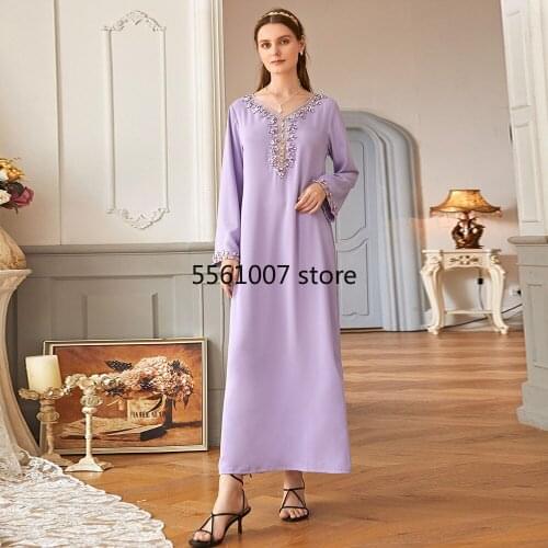 Purple Abaya Dubai Turkey Muslim Fashion Hijab Dress European Islam Clothing Dresses For Women Vestidos Robe De Moda Musulman