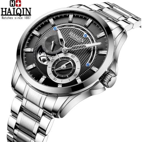 Haiqin mens watch top brand luxury automatic mechanical watch casual sports watch wirstwatch tourbillon Reloj hombres 2021