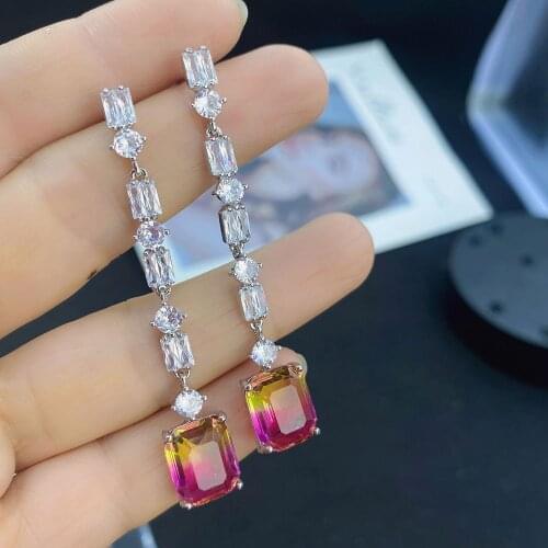 HIBRIDE Fashion Luxury Long Dangle Drop Earrings For Women Multicolor Wedding Bridal Earrings boucle d'oreille femme 2021 E-1016
