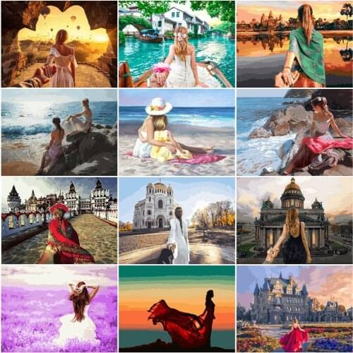 HUACAN Painting By Number Girl Drawing On Canvas HandPainted Gift Kits Wall Art DIY Pictures By Number Scenery Figure Home Decor