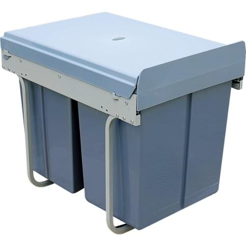 Household Pull Out Kitchen Waste Basket Storage Bin Slide Out Twin Garbage Rubbish Cabinet 2*15L Waste Bins Cleaning Tools