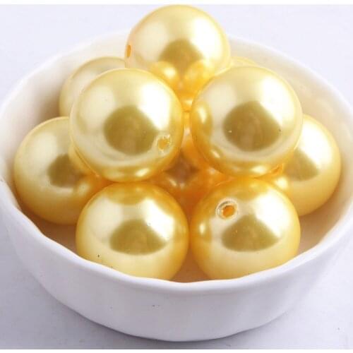 Kwoi vita A02 Yellow color Chunky Hot Sale 20mm 100pcs a lot ,Loose Imitation Plastic Pearl for Chunky Beads Jewelry
