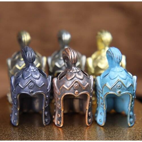 Brass China Song Dynasty Military General Helmet Knife Bead EDC Outdoor Flashlight Lanyard Pendant DIY Paracord Accessory Charms