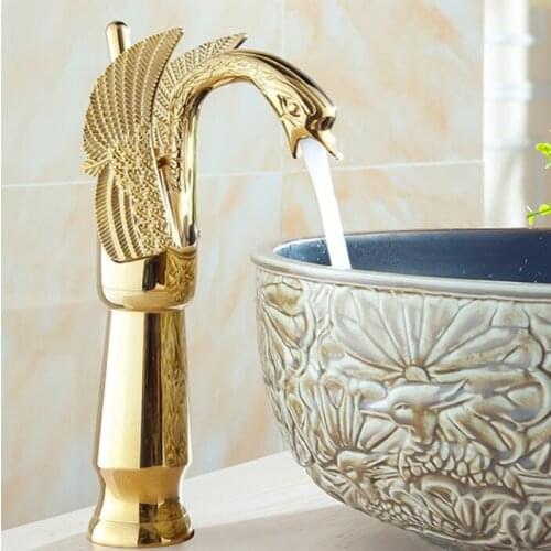 Brass chrome/gold/black oil brushed/antique swan basin faucet hot and cold Crane single lever bathroom sink faucet basin Tap