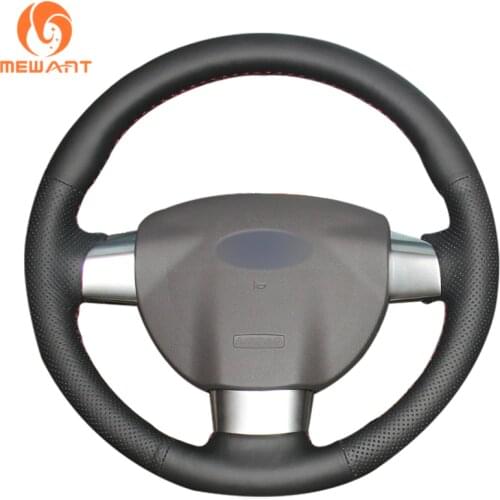 MEWANT Black Artificial Leather Car Steering Wheel Cover for Ford Focus 2005-2011 Focus CC 2007 2008 2009 2010-2011 (3-Spoke)