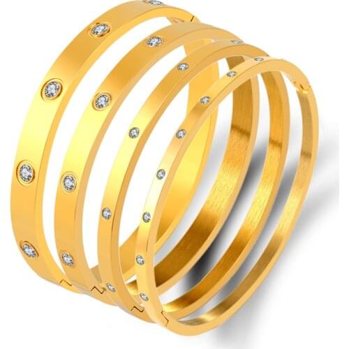 Fashion Jewelry Brand Women Bracelets & Bangles Open Cuff Design Stainless Steels Luxury Crystal Love Bracelet Wedding Gift