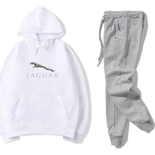 Man Sets Tracksuit Men woman Hooded Sweatshirt+pants PulloverJ JAGUAR logo Print Hoodie Sportwear Suit Casual Mens Clothes