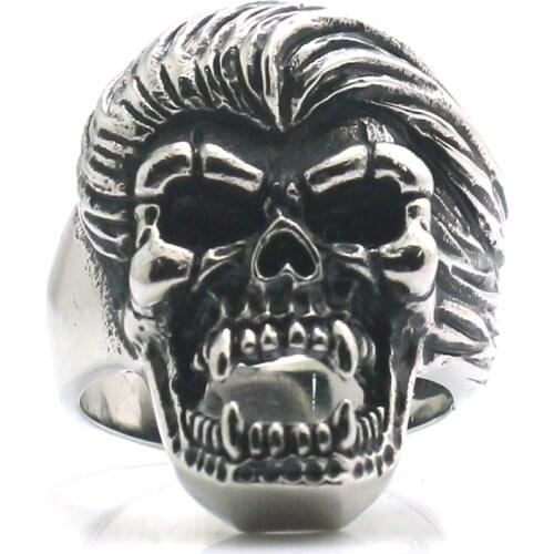 Mans 316L Stainless Steel Punk Gothic Biker Skull Ring Gift