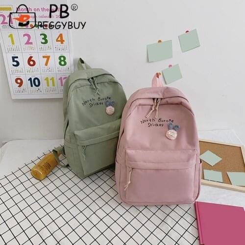 Fashion Letter Print Shoulder Bag Nylon Backpack Handbags Casual Women Large Rucksacks Teenage Girl Teens Youth
