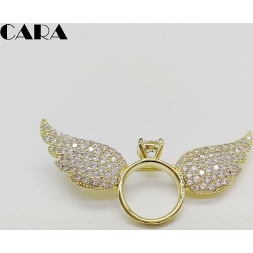 New arrival Gold/silver color Copper angle wing brooches Pave setting cz stones brooch with angle wings CARA0239