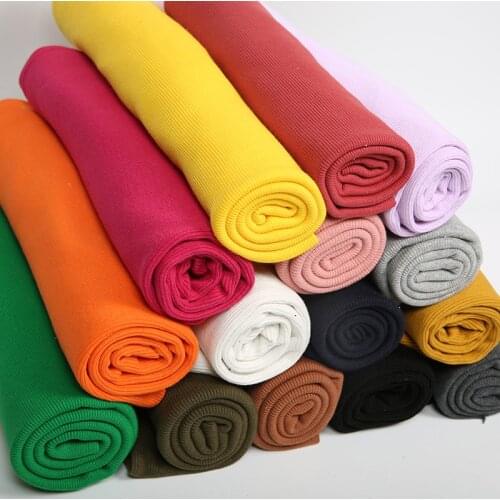 Width 43'' Solid Color Simple Knitted Elastic Rib Fabric By The Half Yard For Collar Cuff Clothing Accessories Material