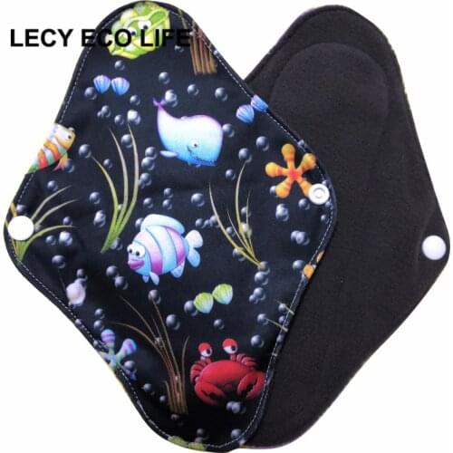[Lecy Eco Life] hot sell washable panty liner with bamboo charcoal inner, Cloth Menstrual pads open size 16*22cm