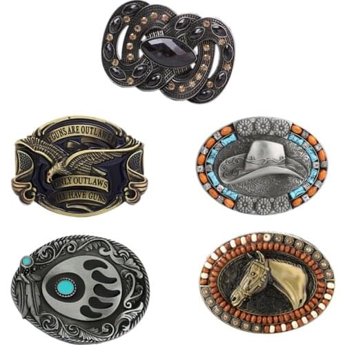 Horse Head Belt Buckle Roaring Eagle Man Western Cowboy Rodeo Belt Buckles for Men and Women Gift for man boy friend father