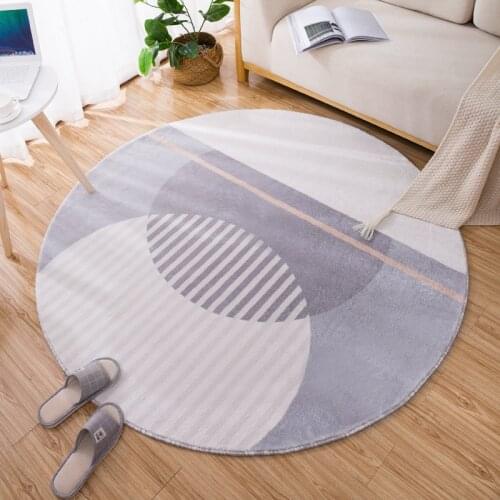 Luxury Geometric Round Carpets For Living Room Bedroom Fluffy Plush Area Rug Tea Table Floor Mat Nordic Modern Home Decoration