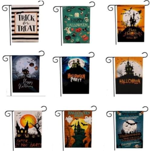 Halloween Linen Yard Garden Flag Trick Treat Ghost Happy Garden Decoration Flags For Outdoor Double-sided 9 Style SN1276