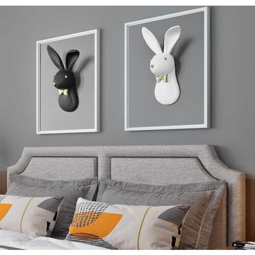 Modern Wall Decor Rabbit Statue Sculpture Home Decoration Accessories Decorative Resin Statues Living Room Decorations Figurine