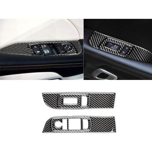 Carbon Fiber forDodg Challenger 2015-2020 Accessories Interior Car Door Window Control Switch Panel Cover Sticker