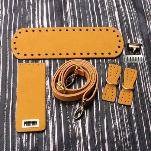 Y166 5 Pieces/Set Artificial Leather Shoulder Bag Replacement Sewing Accessories for DIY Hand-Woven Crocheting Handbag Projects