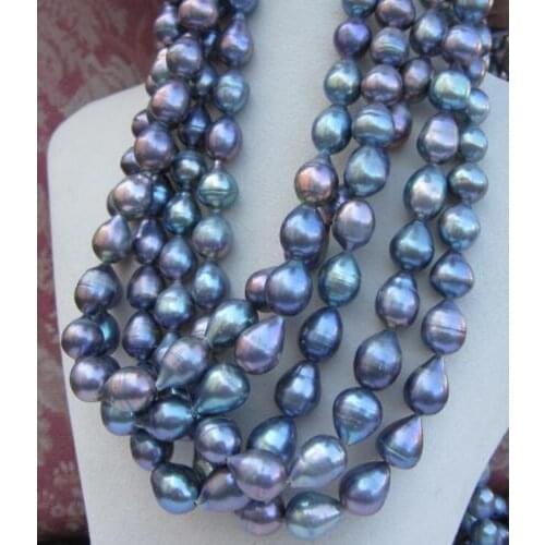 50" HOT Huge 11-14mm SOUTH SEA black blue baroque pearl necklace