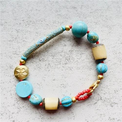 Fashion Designer Turquoise Jewelry Beaded Bracelets for Women Strand Bracelet Womans Evil Eye Accessories