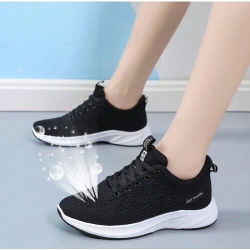 Women work shoes comfortable for work 2021 Four seasons woven breathable sports shoes womens walking shoes women flat shoes