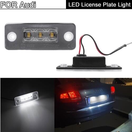 LED License Plate Light For Audi A8 S8 2002-2009, Powered by 3-piece Osram Xenon White LED & Can-bus Error Free