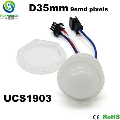 35mm 9LEDs UCS1903 led pixel light full color module digital bulb rgb 5050 smd lamp addressable led amusement park ride lighting