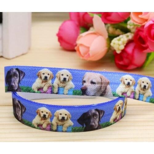 5/8'' Free shipping Fold Elastic FOE dog printed headband headwear hairband diy decoration wholesale OEM P5150