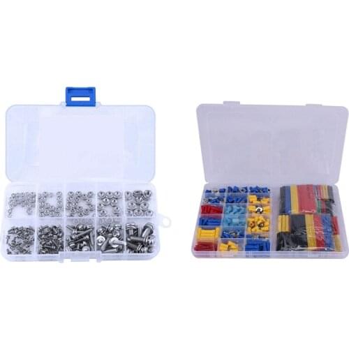 558Pcs Car Wire Electrical Terminals Crimp Connectors & 160Pcs/Set M2 M2.5 M3 M4 M5 Pan Head Screws Nuts Assortment Kit